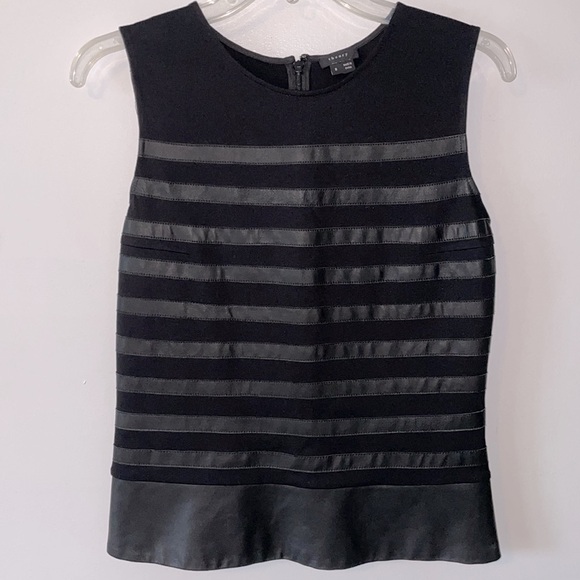 Theory striped lamb skin peplum top - Picture 4 of 12